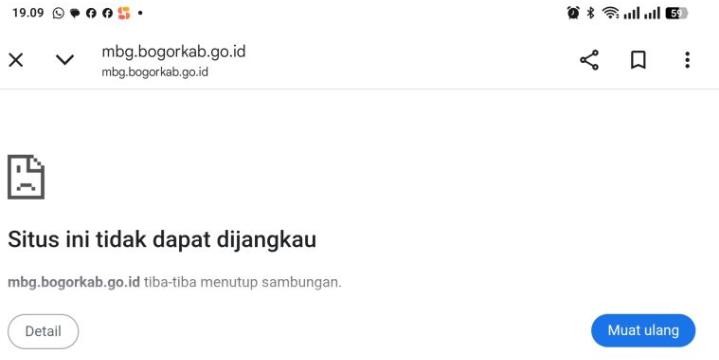 Pasca Terbongkarnya 7 Dapur MBG Keluarga Waka BGN Sony, Website Dashboard MBG Tidak Bisa Diakses