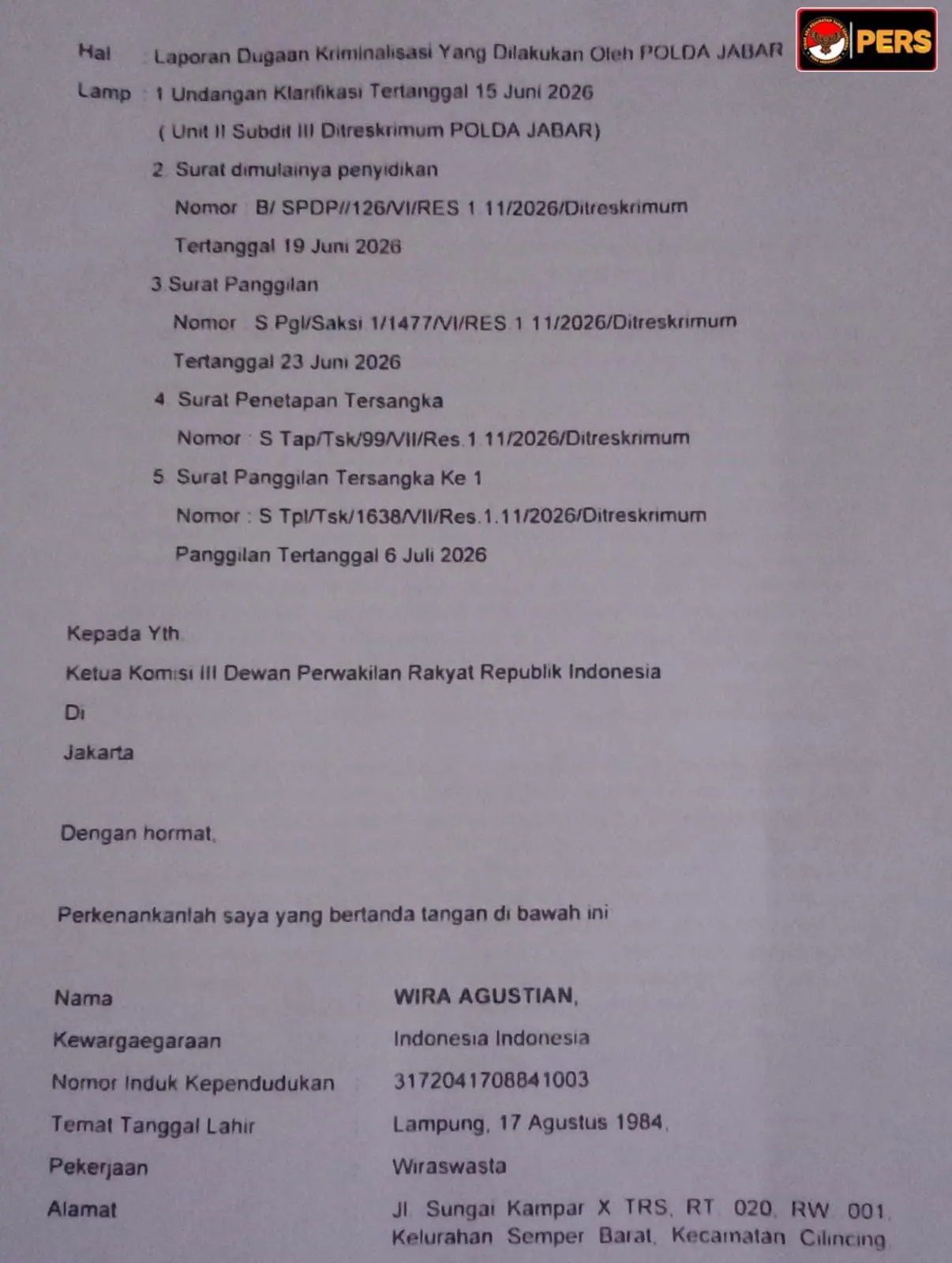 Pelaku Pelaksana Program Ketahanan Pangan Diduga Dikriminalisasi Usai Tolak Permintaan Jatah Oknum Polisi